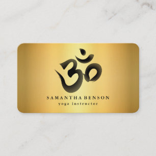 Elegante Zwarte & witte Om Logo Yoga Visitekaartje