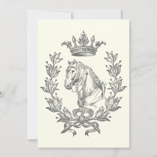 Elegante  zwarte witte paardenkroonlaurier kaart (Voorkant)