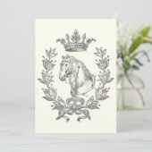Elegante  zwarte witte paardenkroonlaurier kaart (Staand voorkant)