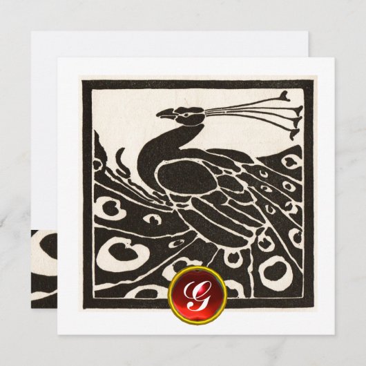 ELEGANTE ZWARTE WITTE PAUW ,RODE ROBIJN EDLSTEEN M KAART (Voorkant / Achterkant)