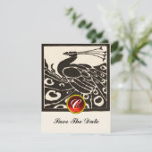 ELEGANTE ZWARTE WITTE PAUW, RODE RUBY GEM MONOGRAM KAART (Staand voorkant)