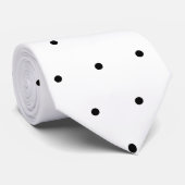 Elegante zwarte witte polka stippen stropdas (Opgerold)