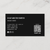 Elegante zwarte & witte QR-code make-up artiest Visitekaartje (Achterkant)