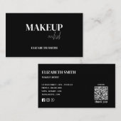 Elegante zwarte & witte QR-code make-up artiest Visitekaartje (Voorkant / Achterkant)