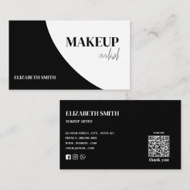 Elegante zwarte & witte QR-code make-up artiest Visitekaartje