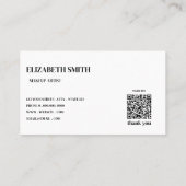 Elegante zwarte & witte QR-code visagist Visitekaartje (Achterkant)