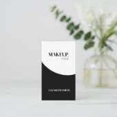 Elegante zwarte & witte QR-code visagist Visitekaartje (Staand voorkant)
