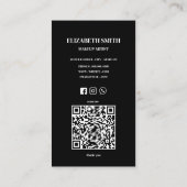 Elegante zwarte & witte QR-code visagist Visitekaartje (Achterkant)