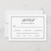 Elegante zwarte, witte rand Oud Geld bruiloft RSVP Kaartje (Voorkant)