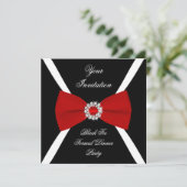 Elegante Zwarte Witte Rode Vlinderdas Kaart (Staand voorkant)