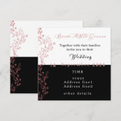 elegante zwarte witte roze bruiloft kaart (Voorkant / Achterkant)