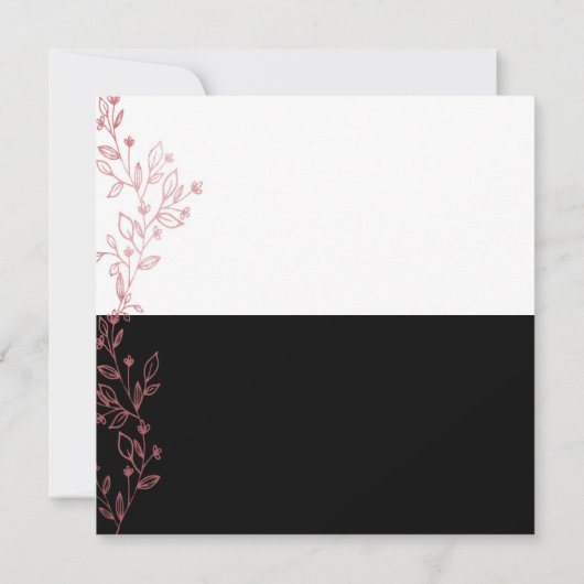 elegante zwarte witte roze bruiloft kaart (Achterkant)