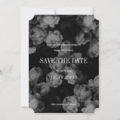 Elegante zwarte & witte rozen Save the Date-kaarte Date (Voorkant)