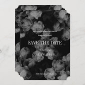 Elegante zwarte & witte rozen Save the Date-kaarte Save The Date (Voorkant / Achterkant)
