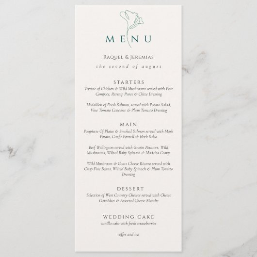 Elegante zwarte witte Script Dubbelzijdige Trouw Menu (Voorkant)