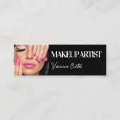 Elegante Zwarte Witte Script Foto Make-up Mini Visitekaartje (Voorkant)