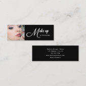 Elegante Zwarte Witte Script Foto Make-up Mini Visitekaartje (Voorkant / Achterkant)