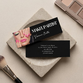 Elegante Zwarte Witte Script Foto Make-up Mini Visitekaartje
