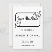 Elegante zwarte witte script Huwelijk Save the Dat Kaart (Voorkant)