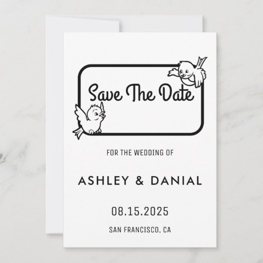 Elegante zwarte witte script Huwelijk Save the Dat Kaart (Voorkant)