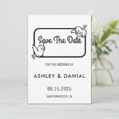 Elegante zwarte witte script Huwelijk Save the Dat Kaart (Staand voorkant)