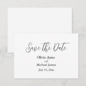 Elegante Zwarte & Witte Script Save The Date (Voorkant / Achterkant)