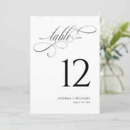 Elegante Zwarte & Witte Script Tafel Nummers voor Kaart