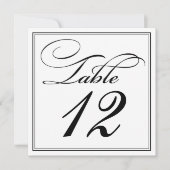 Elegante Zwarte & Witte Script Tafelnummerkaarten Kaart (Voorkant)