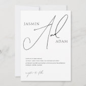 Elegante Zwarte Witte Script Typografie Trouwfeest Kaart (Voorkant)