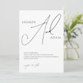 Elegante Zwarte Witte Script Typografie Trouwfeest Kaart (Staand voorkant)