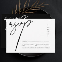 Elegante Zwarte Witte Script Typografie Trouwfeest