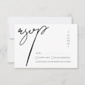 Elegante Zwarte Witte Script Typografie Trouwfeest RSVP Kaartje (Voorkant)