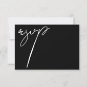 Elegante Zwarte Witte Script Typografie Trouwfeest RSVP Kaartje (Achterkant)