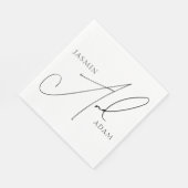 Elegante Zwarte Witte Script Typografie Trouwfeest Servet (Hoek)