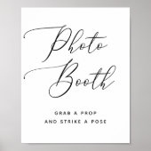 Elegante Zwarte & Witte Scriptuur Huwelijksfotocab Poster (Voorkant)