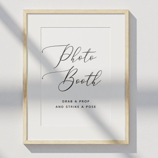 Elegante Zwarte & Witte Scriptuur Huwelijksfotocab Poster