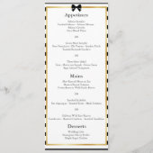 Elegante Zwarte Witte Streep Gouden Frame Huwelijk Menu (Voorkant)