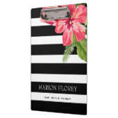 Elegante zwarte witte strepen met exotische bloeme klembord (Links)