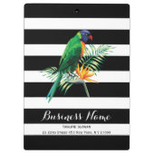 Elegante zwarte witte strepen met vogel en bloemen klembord (Achterkant)