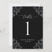 Elegante Zwarte & Witte Tafel Nummers voor Huwelij Kaart (Voorkant)