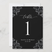 Elegante Zwarte & Witte Tafel Nummers voor Huwelij Kaart (Achterkant)