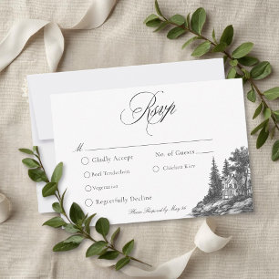 Elegante Zwarte Witte Toile Franse Landhuis Bruilo RSVP Kaartje