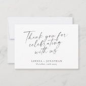 Elegante Zwarte Witte Trendy Script Huwelijk Bedankkaart (Voorkant)