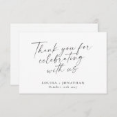 Elegante Zwarte Witte Trendy Script Huwelijk Bedankkaart (Voorkant / Achterkant)