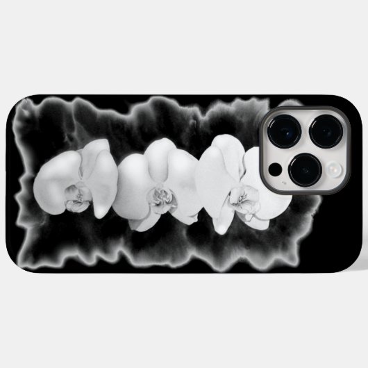 Elegante zwarte witte tropische orchideeën floraal Case-Mate iPhone case (Achterkant (horizontaal))