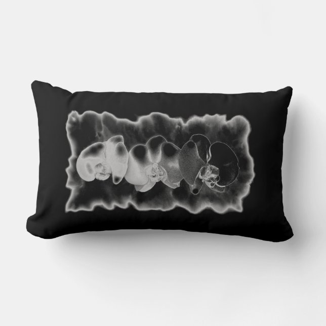 Elegante zwarte witte tropische orchideeën floraal kussen (Voorkant)
