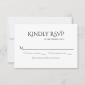 Elegante Zwarte Witte Trouw RSVP Kaart (Voorkant)