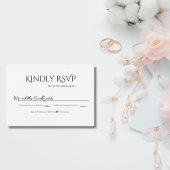 Elegante Zwarte Witte Trouw RSVP Kaart