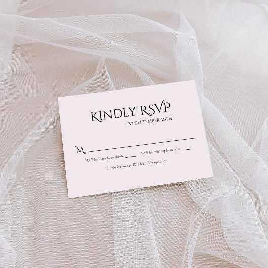 Elegante Zwarte Witte Trouw RSVP Kaart