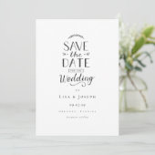 Elegante Zwarte Witte Trouw Save the Date Kaart (Staand voorkant)